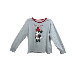 Disney Women Minnie Mouse Long Sleeve Tee Shirt Top Gray Size Medium